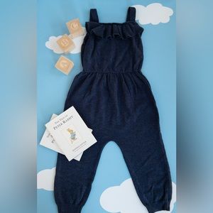 Blue Knit Girls Romper